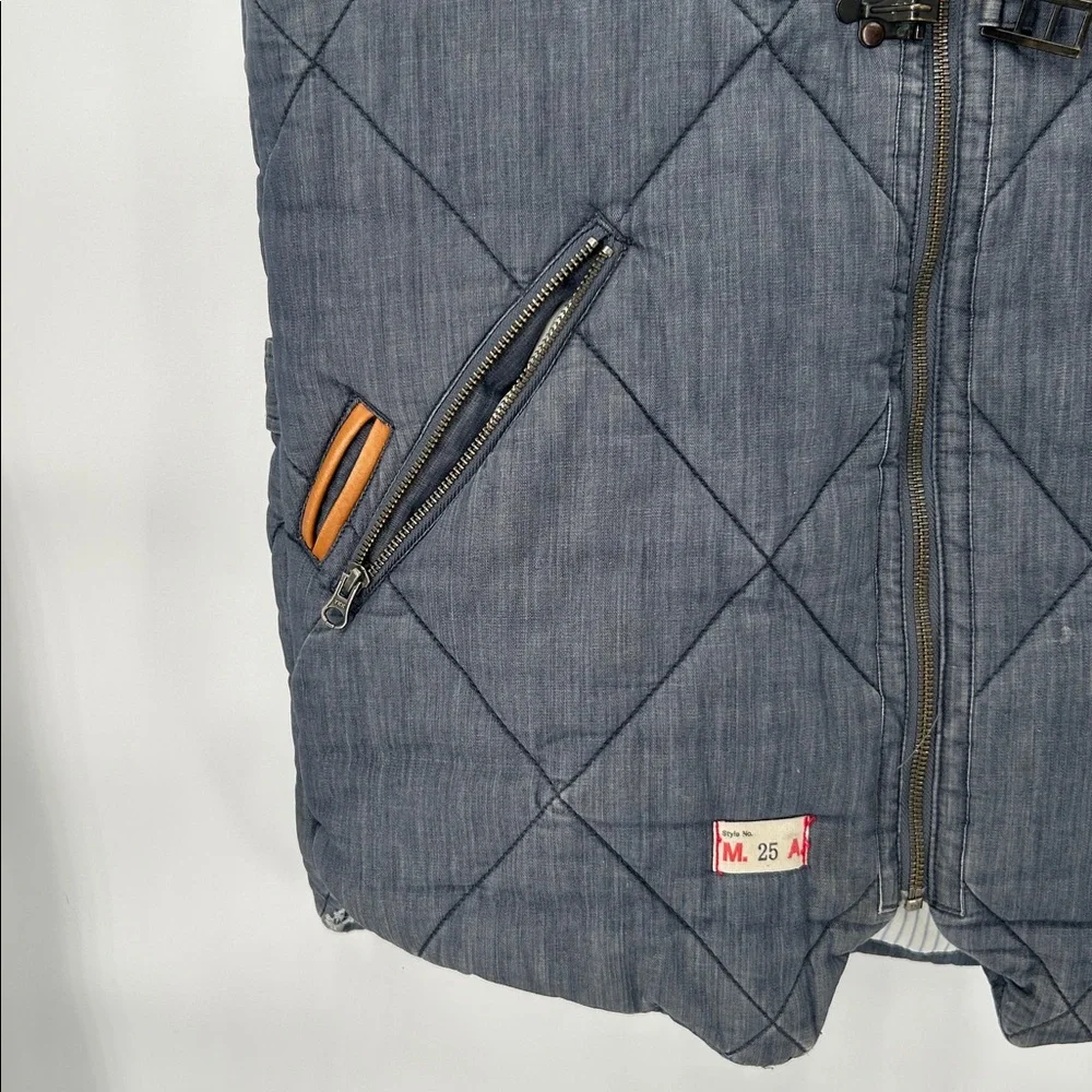 Marshall Artist Quilted Gilet Vest Blue Cotton Zip Men’s L - Picture 4 of 11